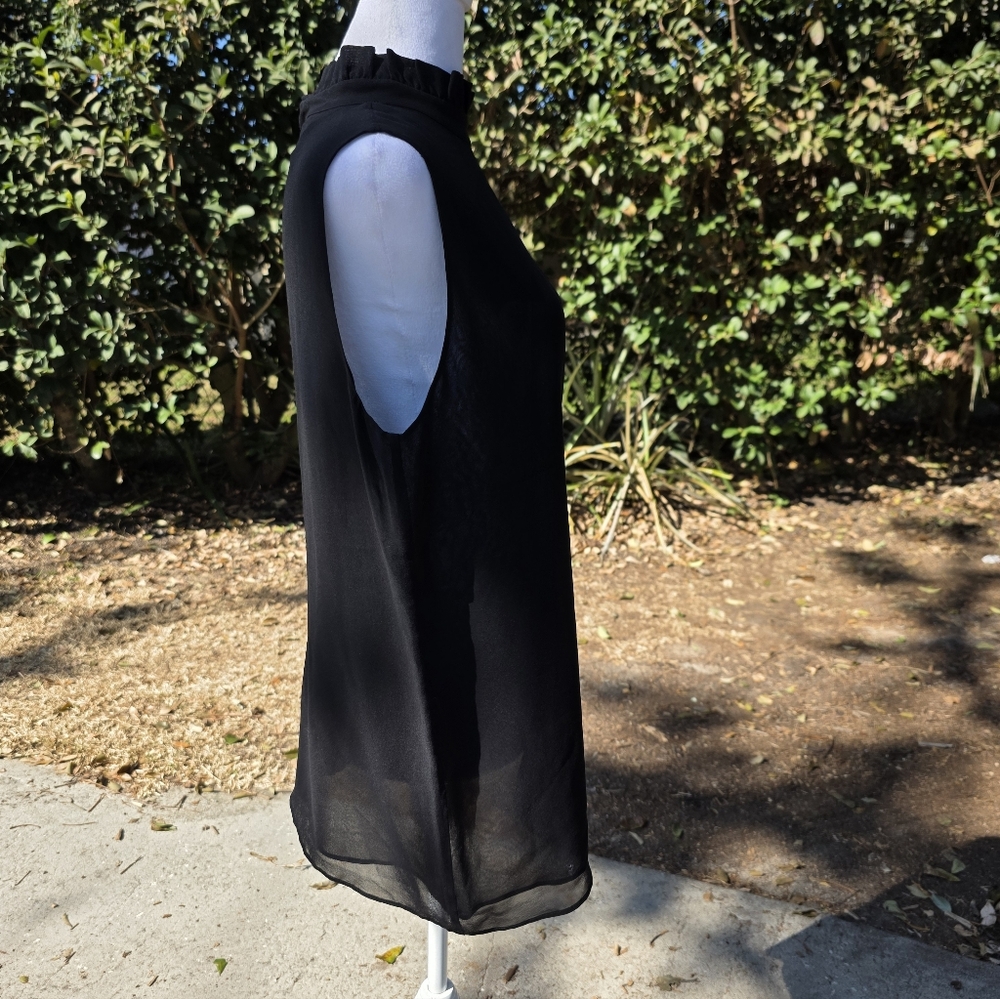 Lafayette 148 New York 100% Silk Black SzL  Blouse - Picture 3 of 5